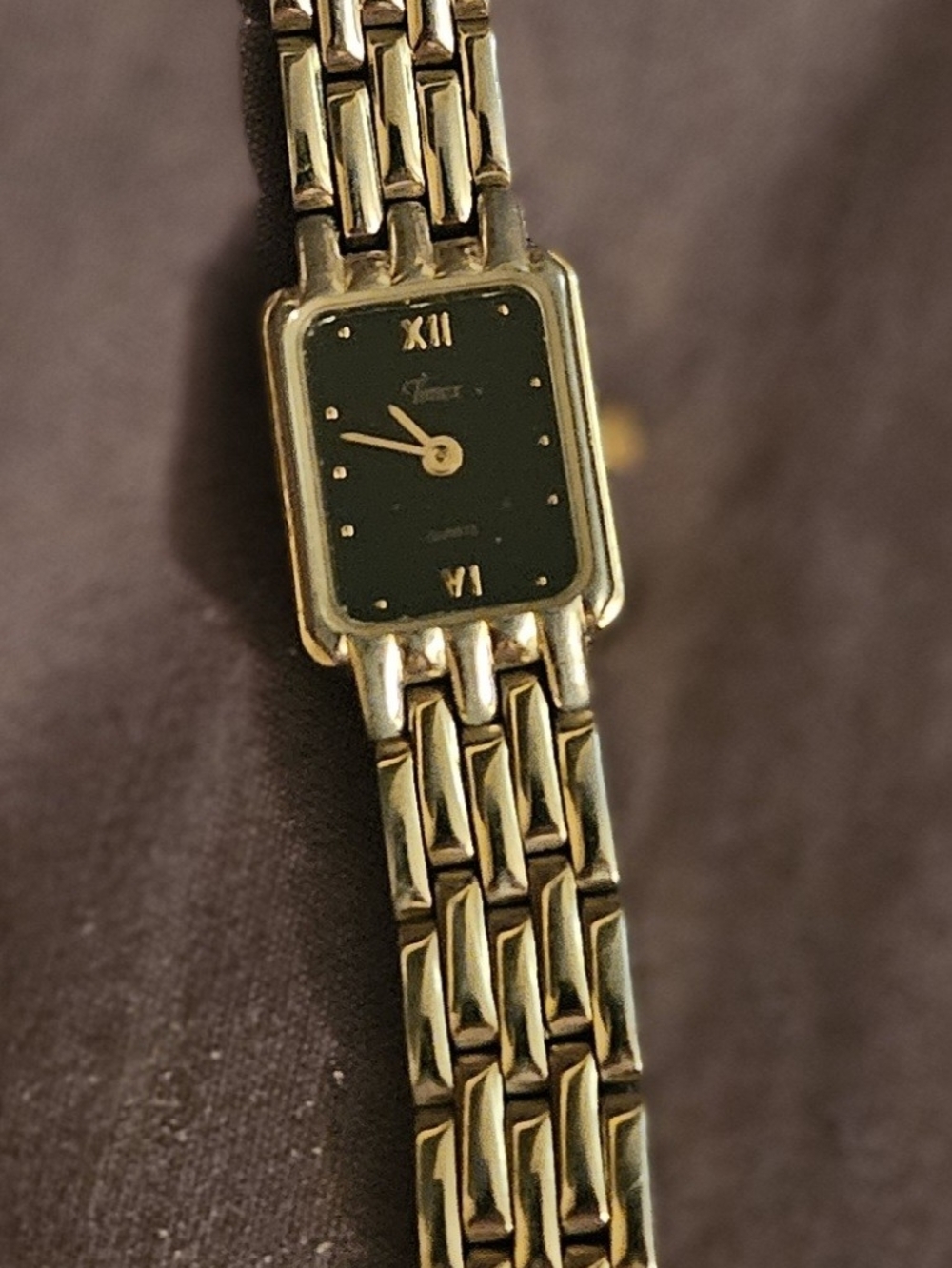 Timex Women's Gold Tone Bracelet Watch with Black Dial